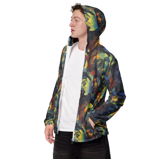 Vivid Visage on a Men's Windbreaker