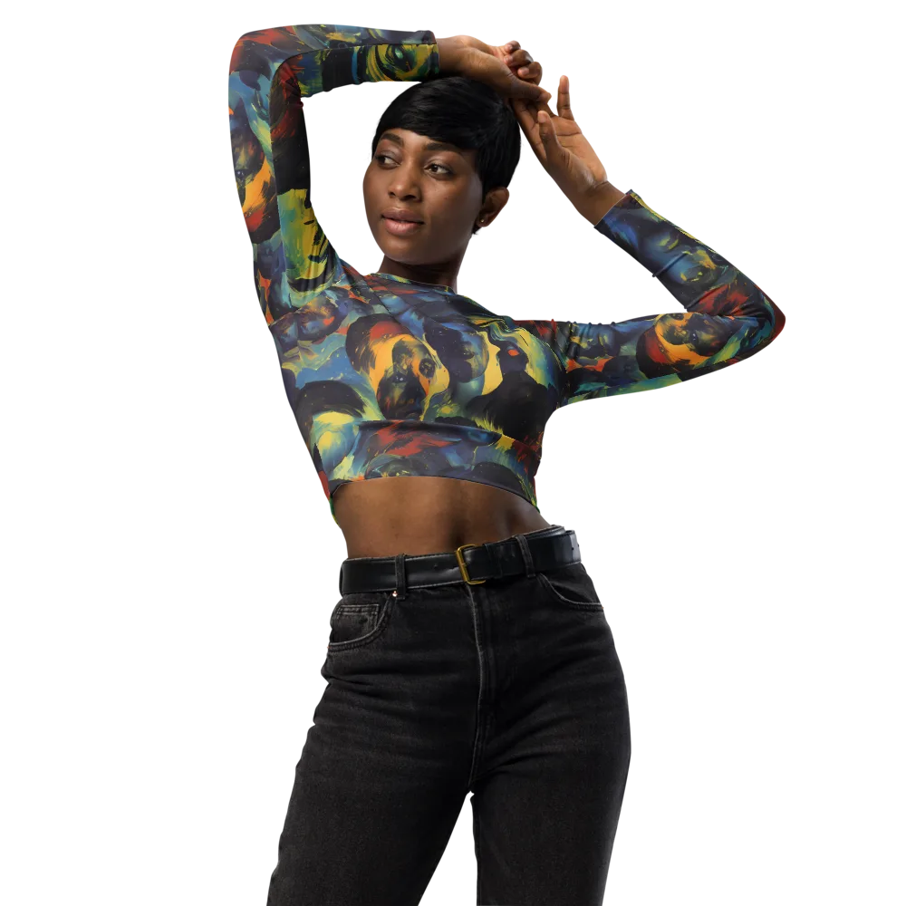 Vivid Visage on Long Sleeve Crop Top — Front