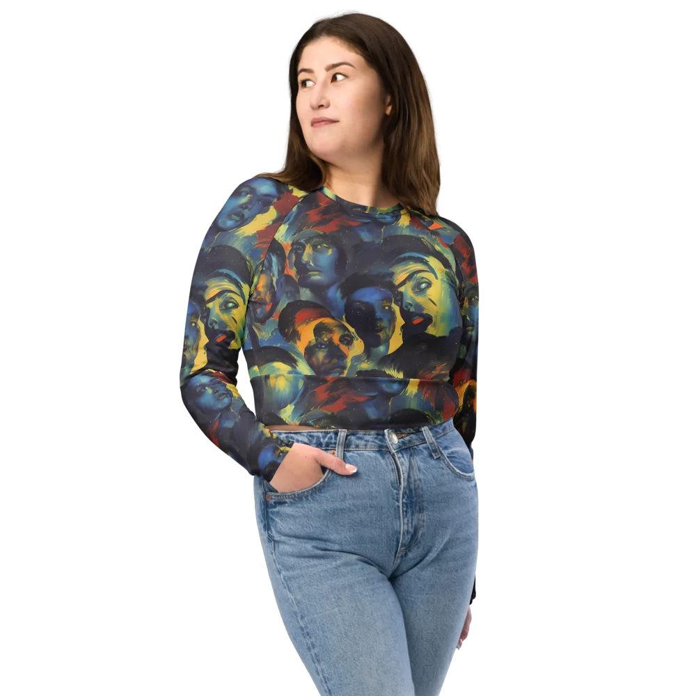 Vivid Visage on Long Sleeve Crop Top — Front