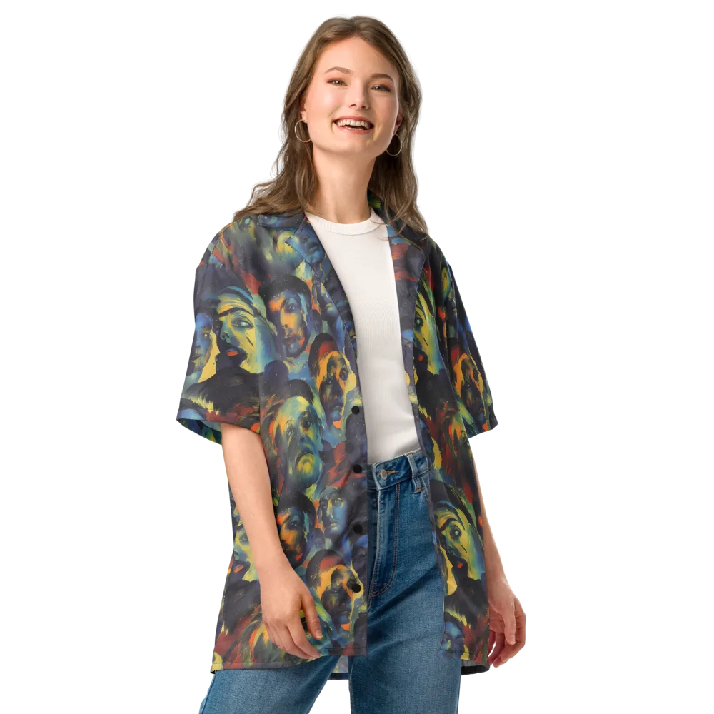 Vivid Visage on Button Shirt — Front