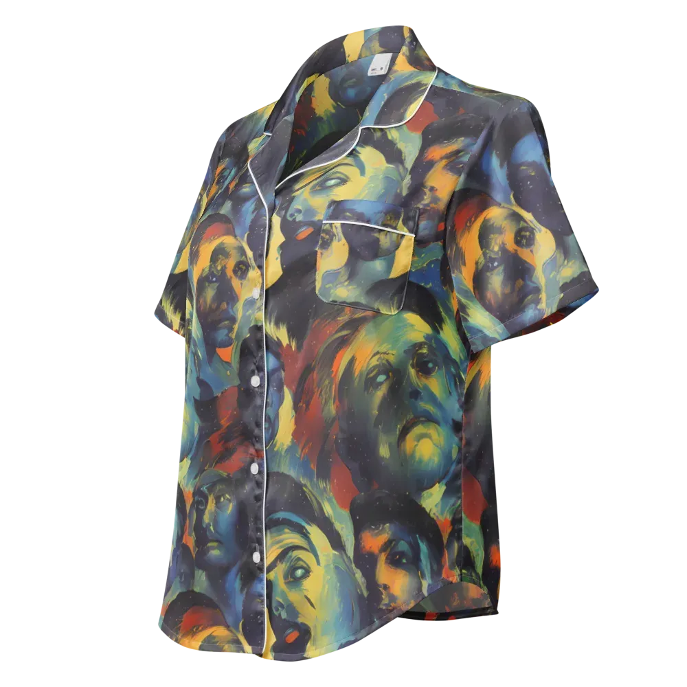 Vivid Visage on Women's Short Sleeve Pajama Top — Left Front