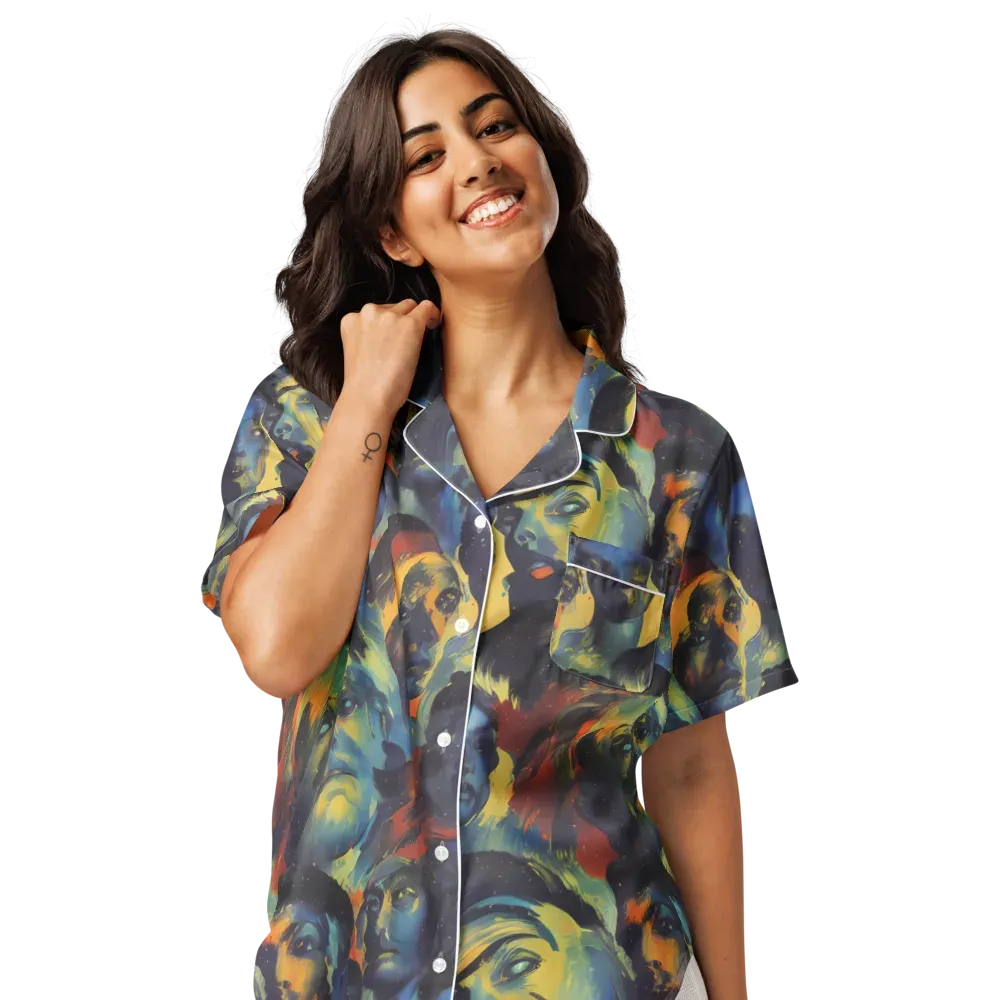 Vivid Visage on Women's Short Sleeve Pajama Top — Front