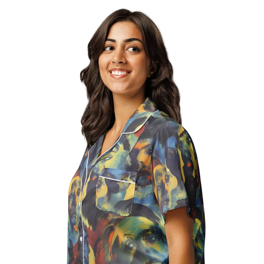 Vivid Visage on Women's Short Sleeve Pajama Top — Left Front