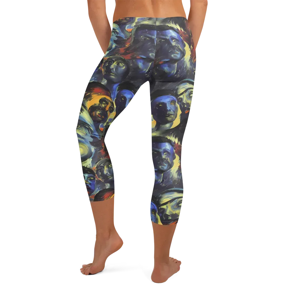 Cosmic Visages on Capri Leggings — Back