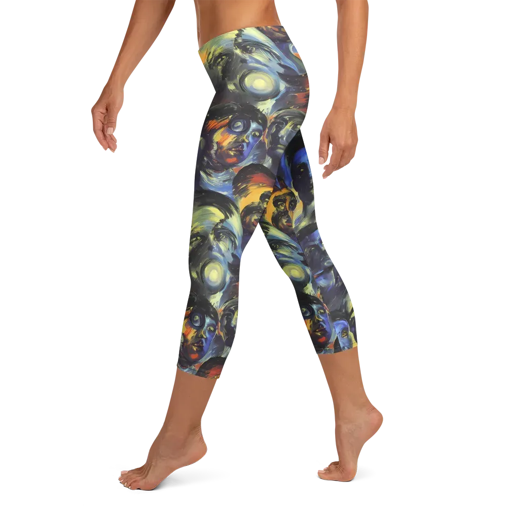 Cosmic Visages on Capri Leggings — Left