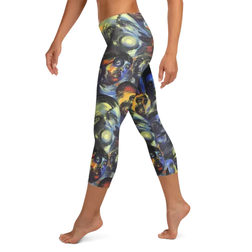 Cosmic Visages on a Capri Leggings