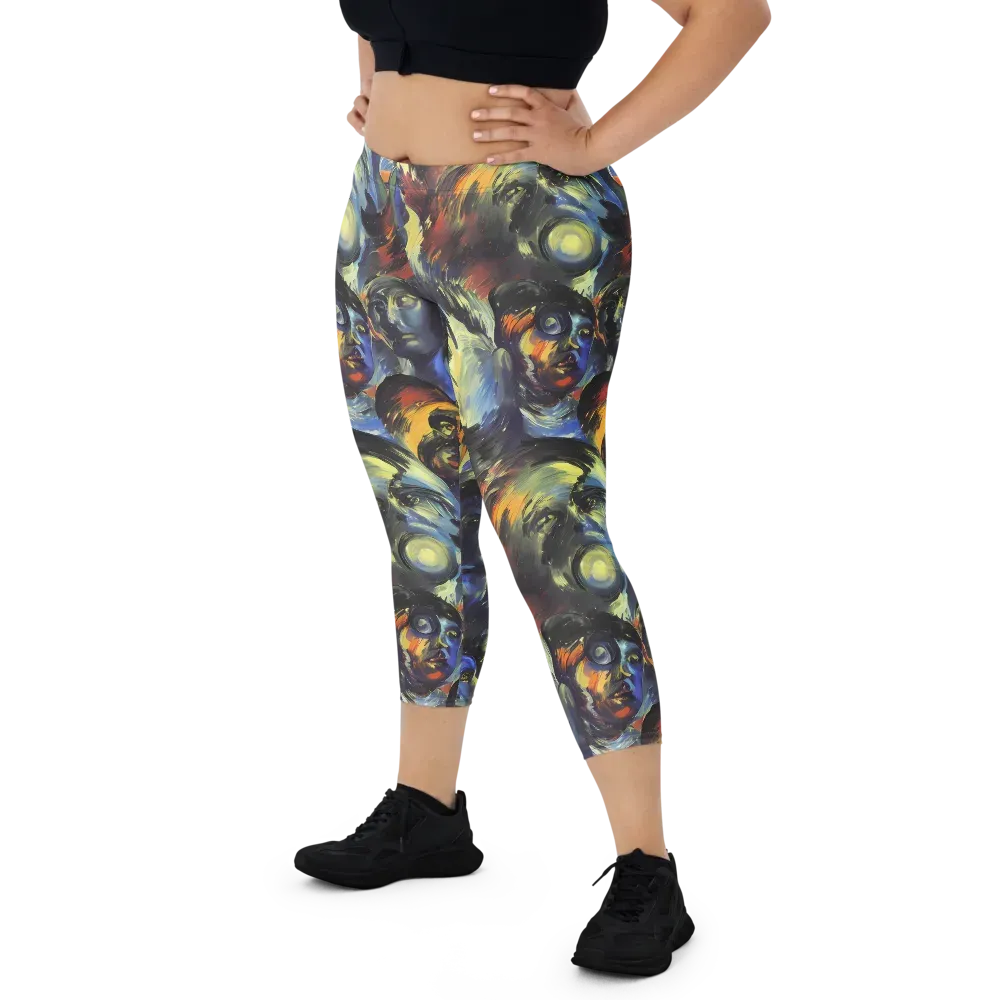 Cosmic Visages on Capri Leggings — Front