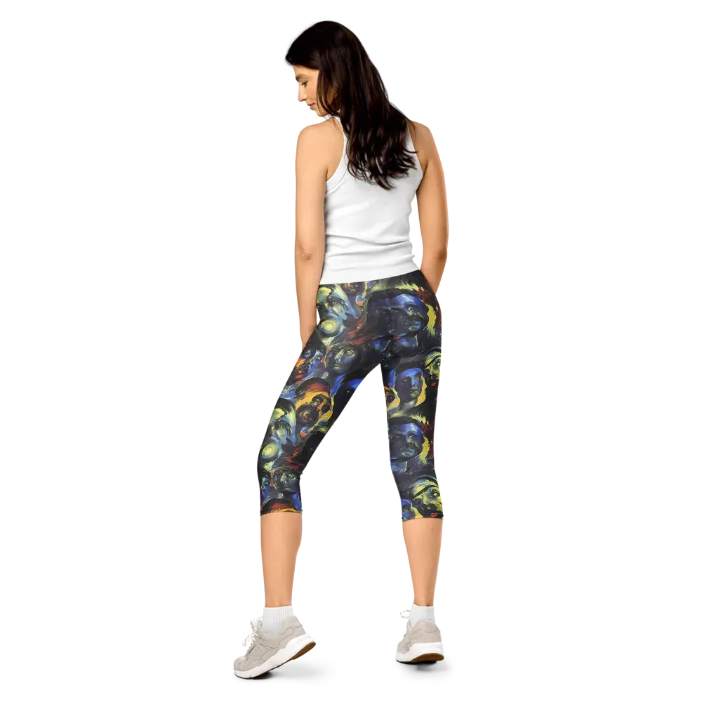 Cosmic Visages on Capri Leggings — Back