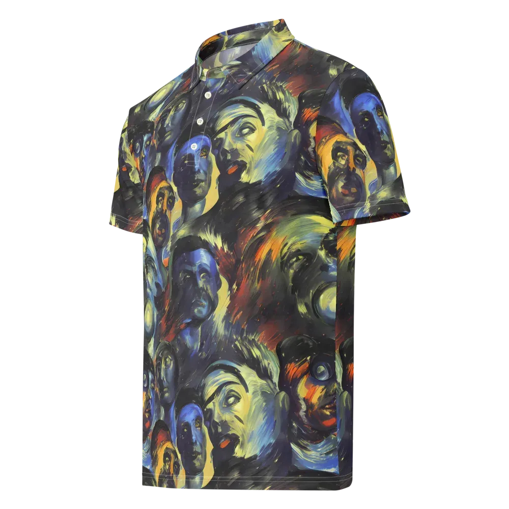 Cosmic Visages on Men's Slim Fit Polo Shirt — Left Front