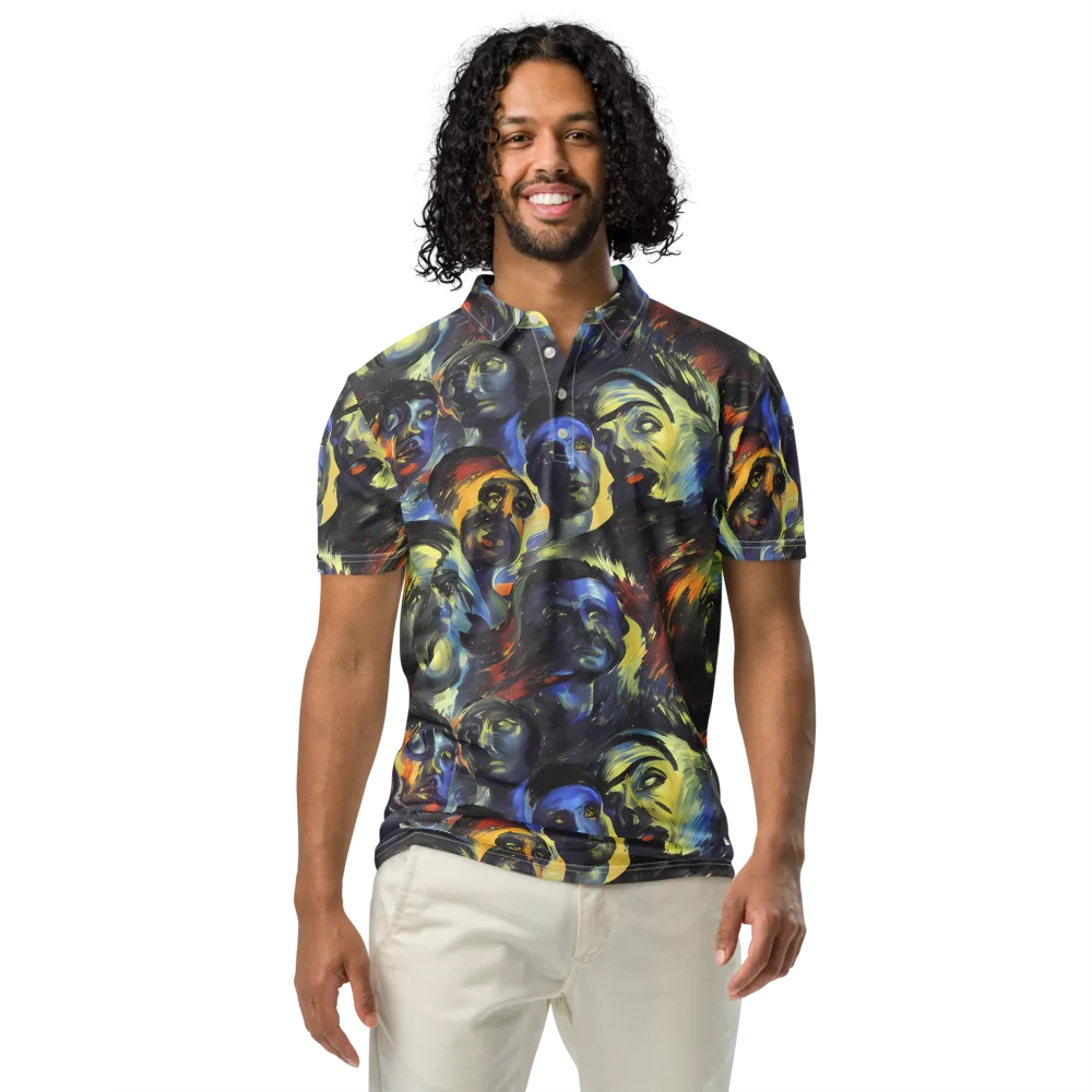 Cosmic Visages on Men's Slim Fit Polo Shirt — Front