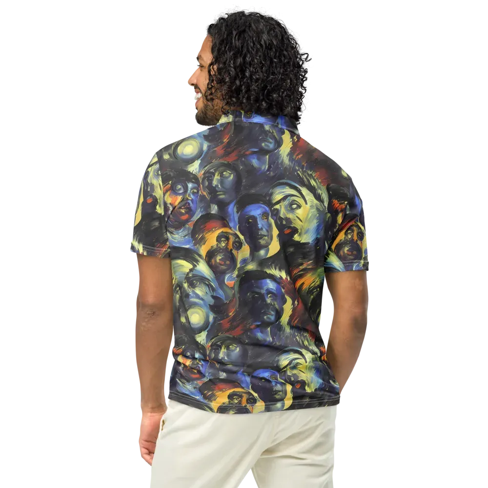 Cosmic Visages on Men's Slim Fit Polo Shirt — Back