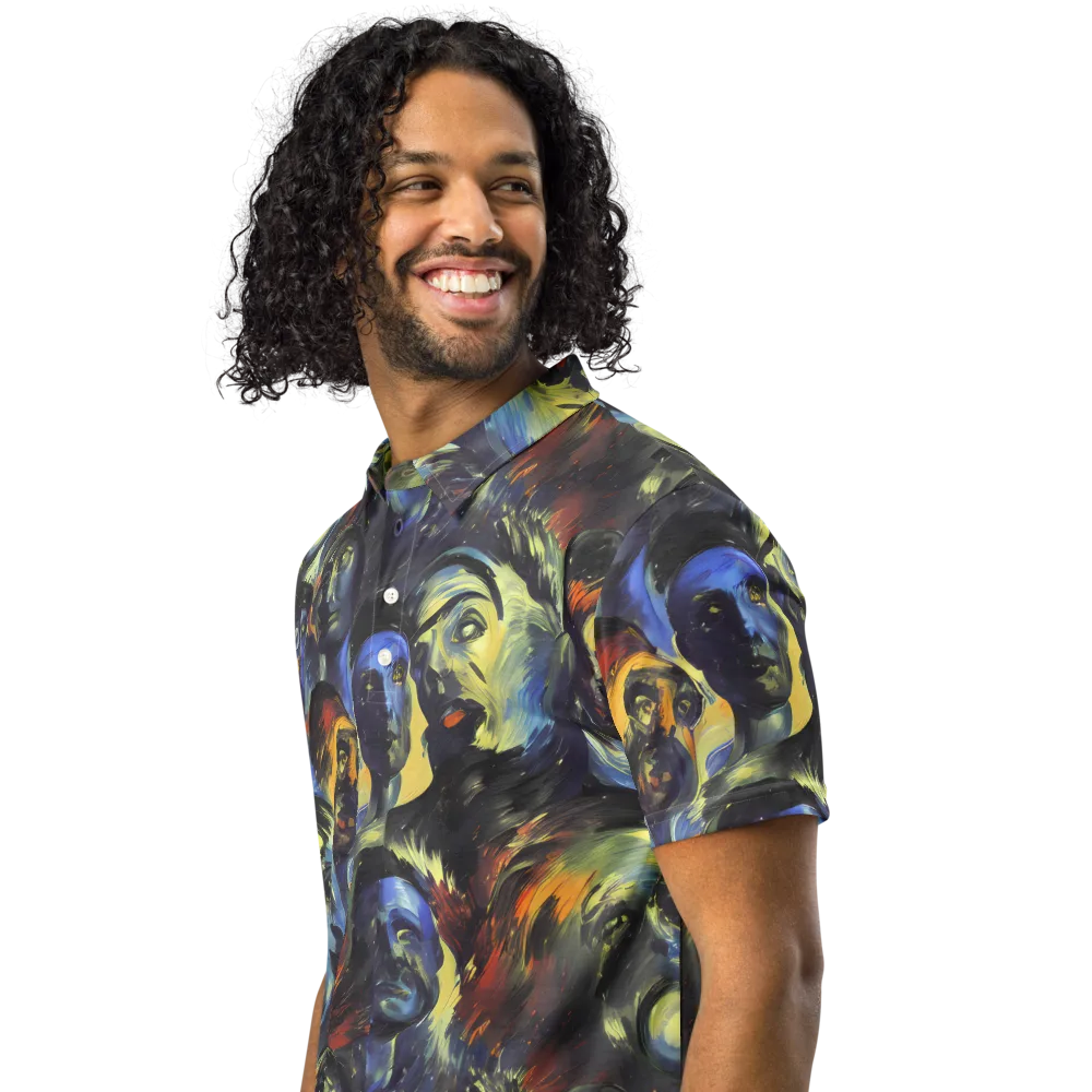 Cosmic Visages on Men's Slim Fit Polo Shirt — Left Front
