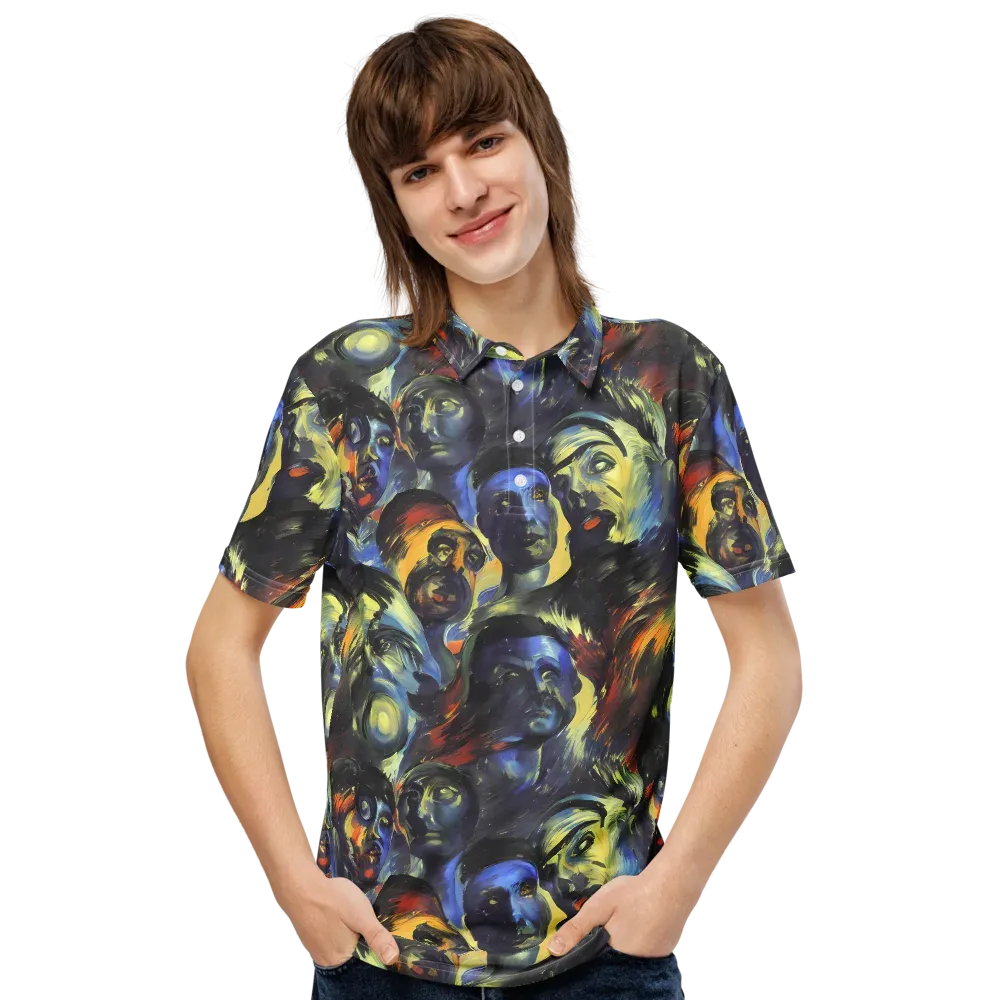 Cosmic Visages on Men's Slim Fit Polo Shirt — Front