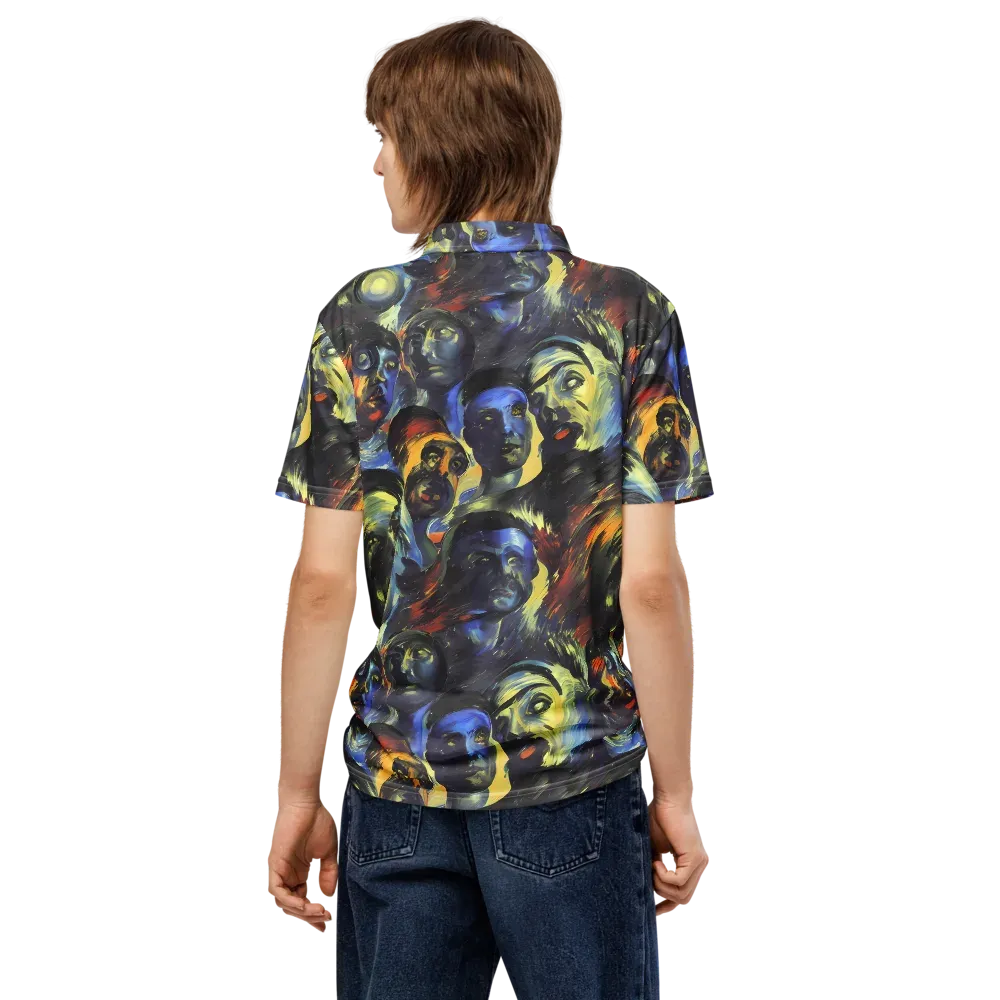Cosmic Visages on Men's Slim Fit Polo Shirt — Back