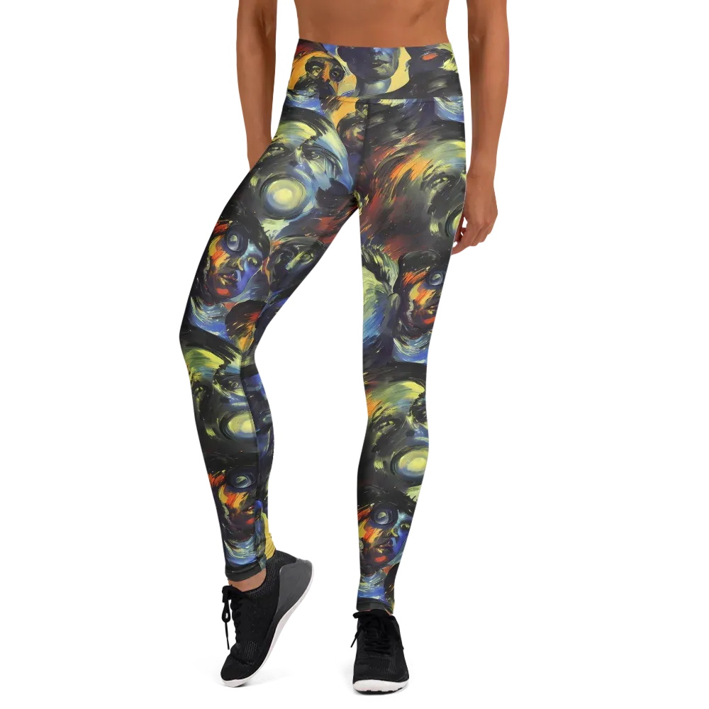 Cosmic Visages on Yoga Leggings — Front