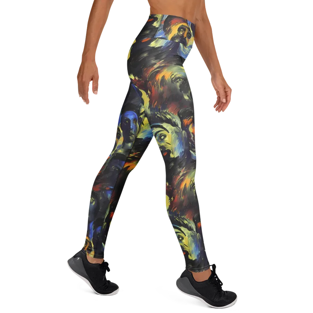 Cosmic Visages on Yoga Leggings — Right