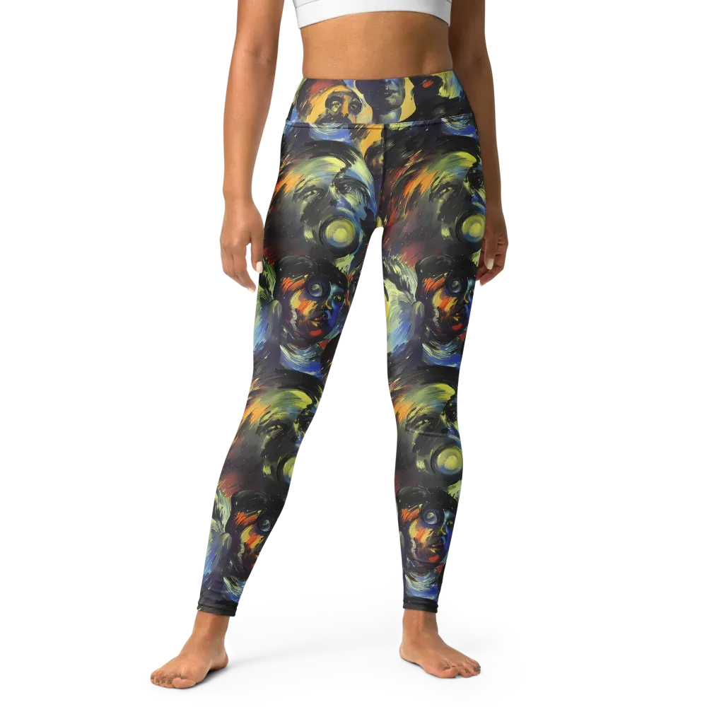 Cosmic Visages on Yoga Leggings — Front