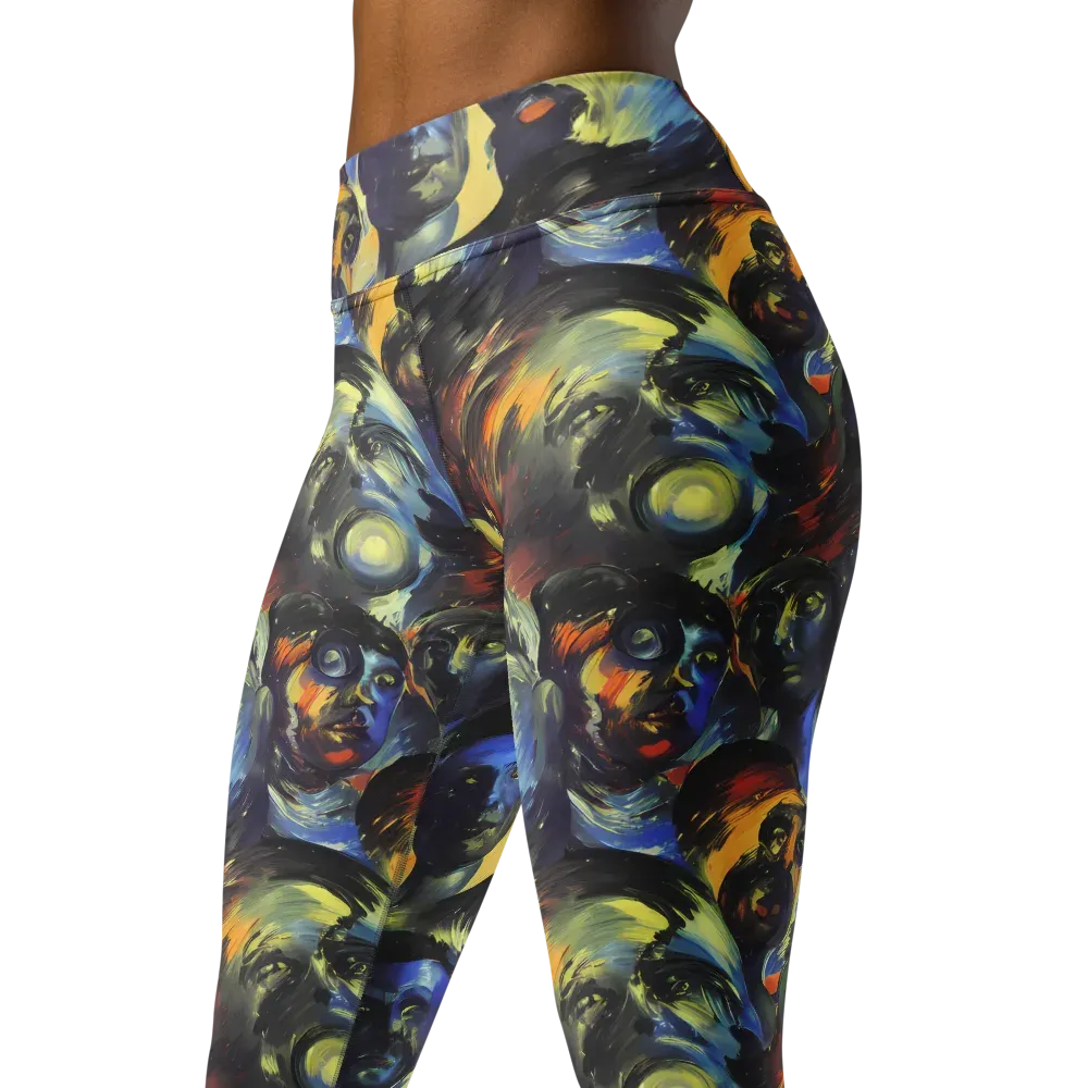 Cosmic Visages on Yoga Leggings — Left Front
