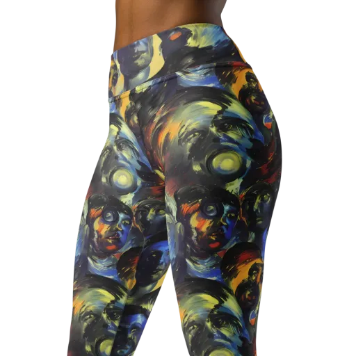 Cosmic Visages on a Yoga Leggings