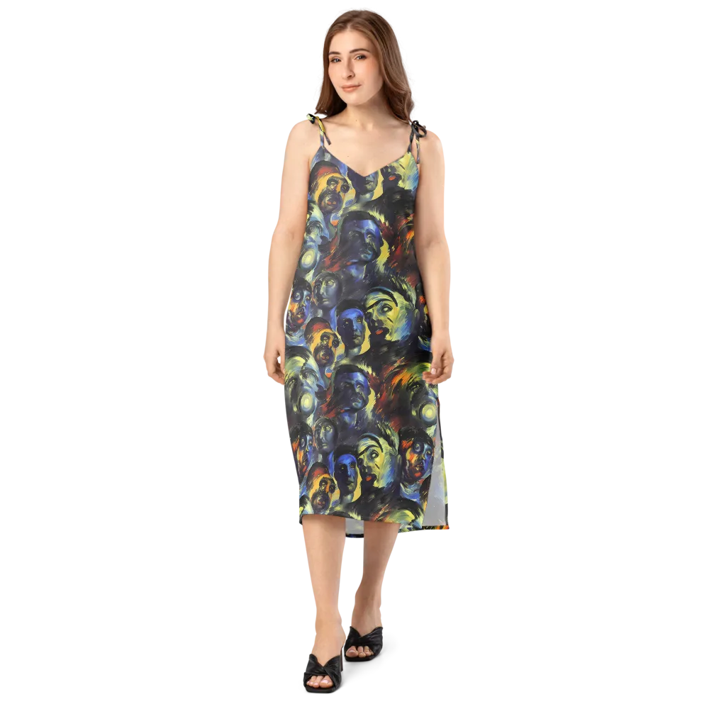 Cosmic Visages on Slip Dress — Front