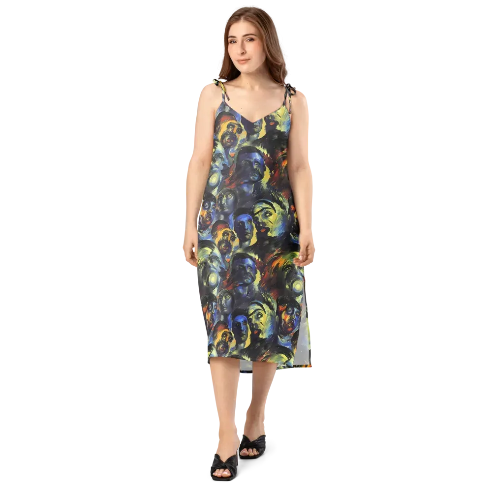 Cosmic Visages on Slip Dress — Front