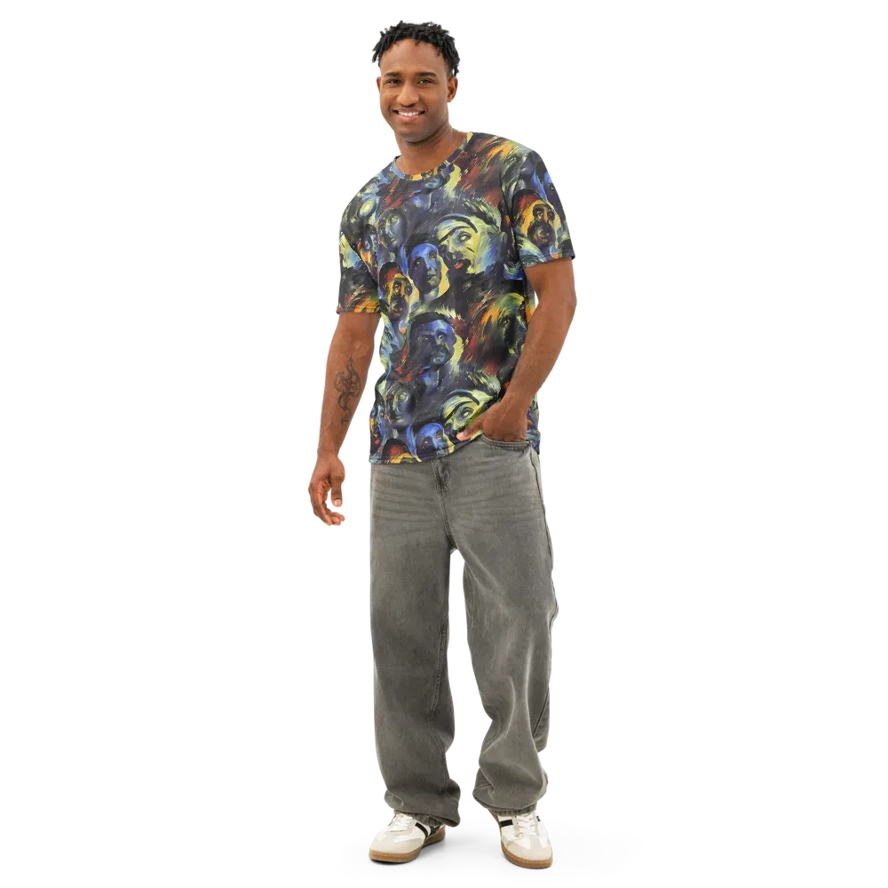 Cosmic Visages on Men's Cotton Crew Neck T-Shirt — Front