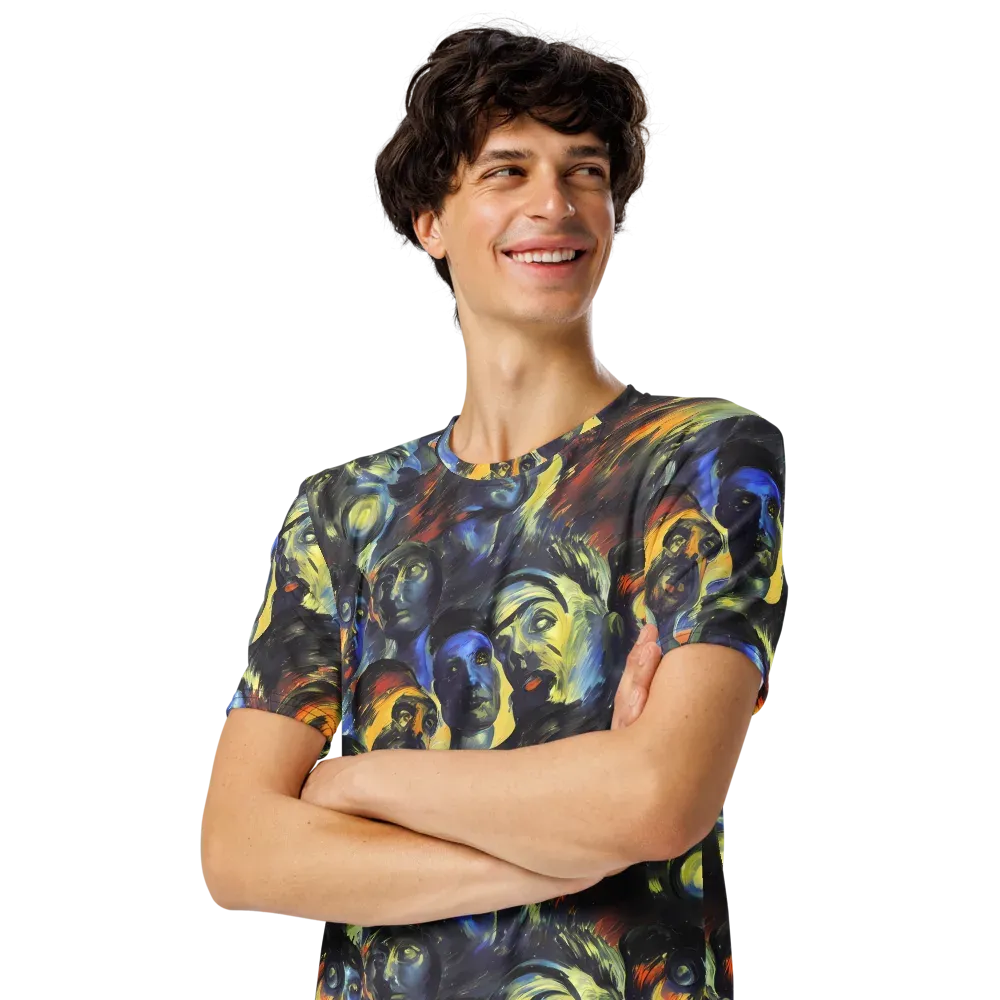 Cosmic Visages on Men's Crew Neck T-Shirt — Left Front