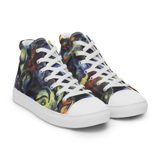 Cosmic Visages on a Men's High Top Canvas Shoes