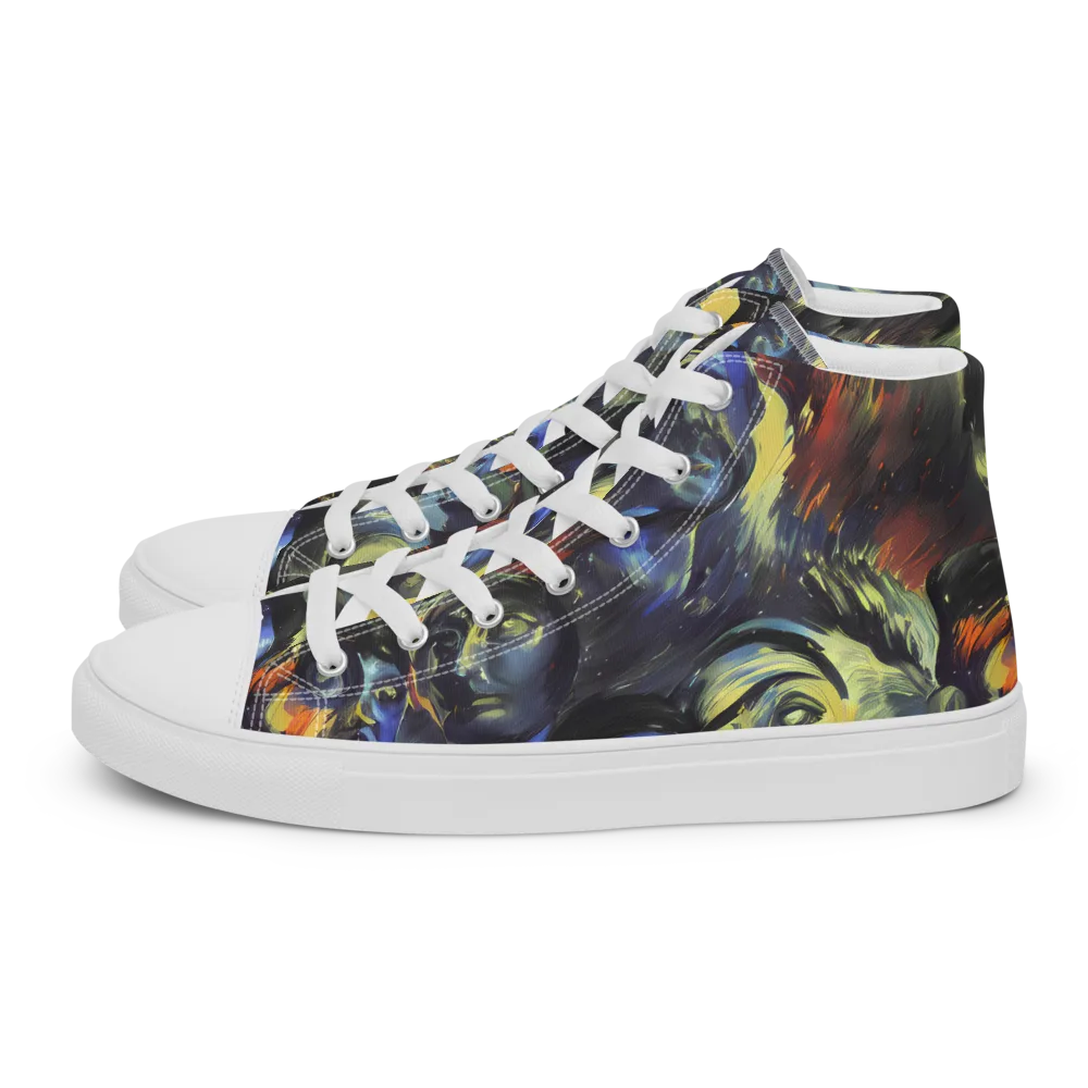 Cosmic Visages on Women's High Top Canvas Shoes — Left