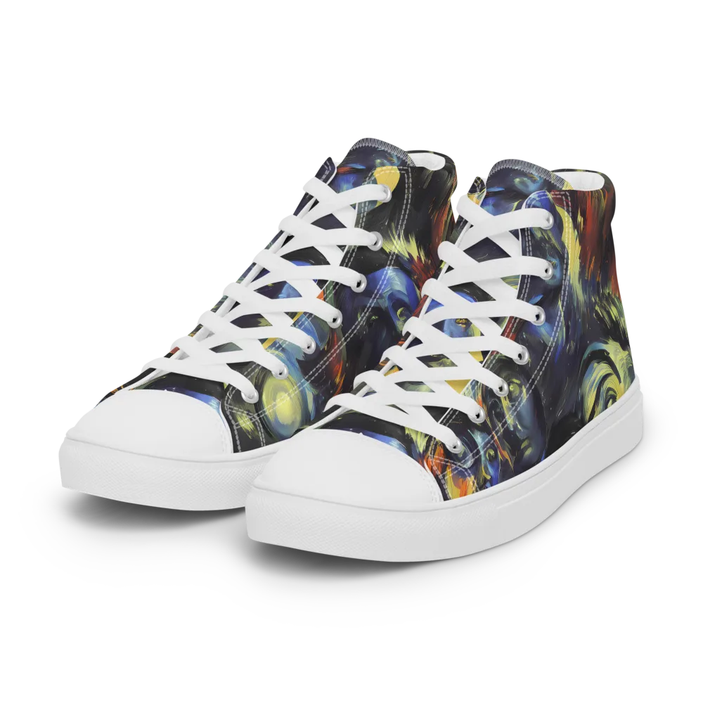 Cosmic Visages on Women's High Top Canvas Shoes — Left Front