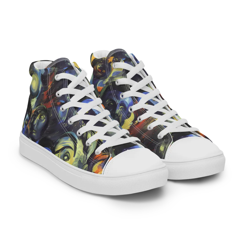 Cosmic Visages on Women's High Top Canvas Shoes — Right Front