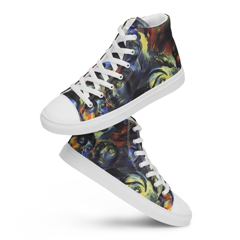 Cosmic Visages on Women's High Top Canvas Shoes — Front
