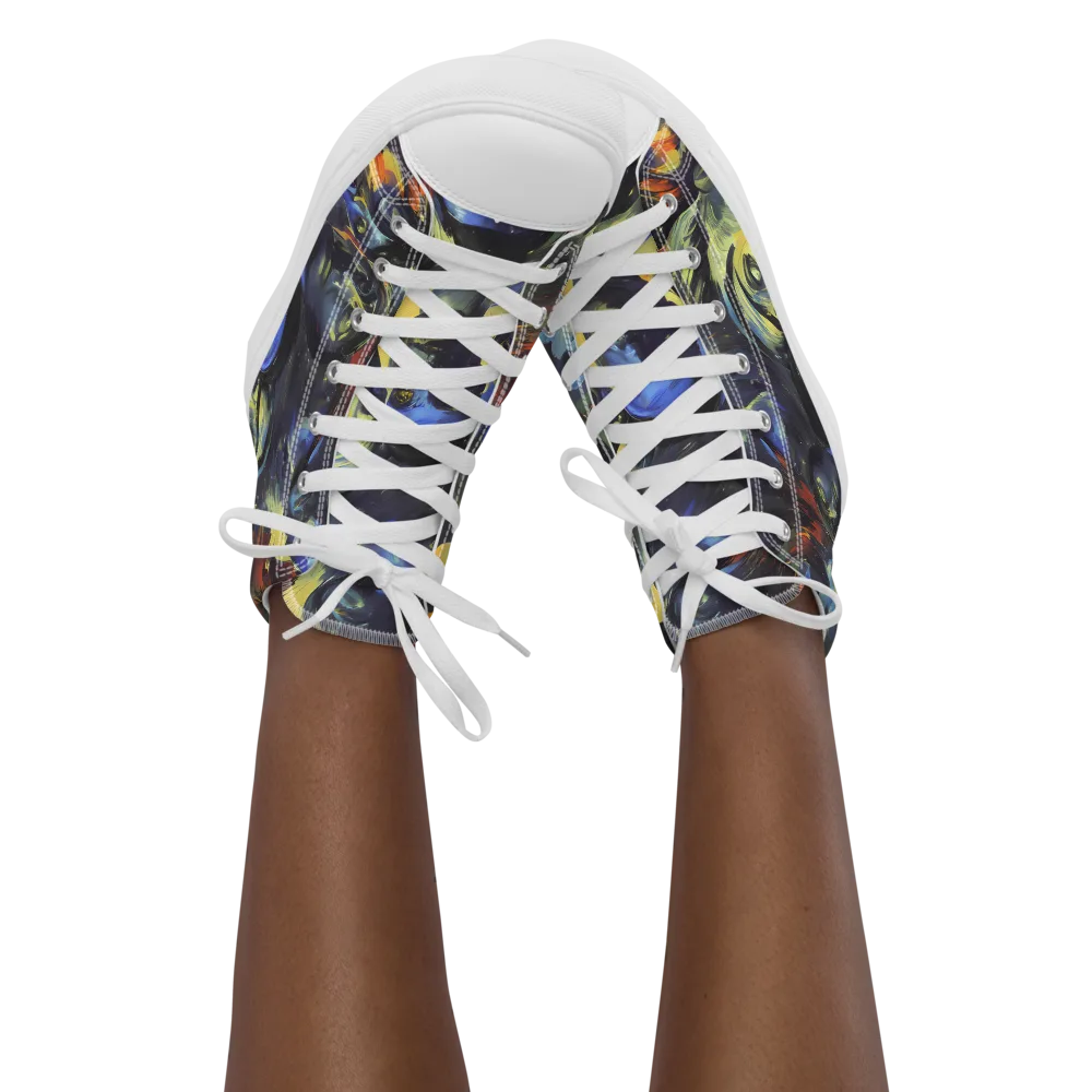 Cosmic Visages on Women's High Top Canvas Shoes — Front