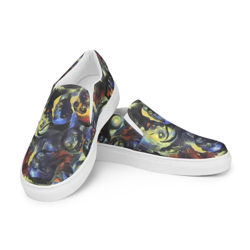 Cosmic Visages on a Men's Slip-On Canvas Shoes