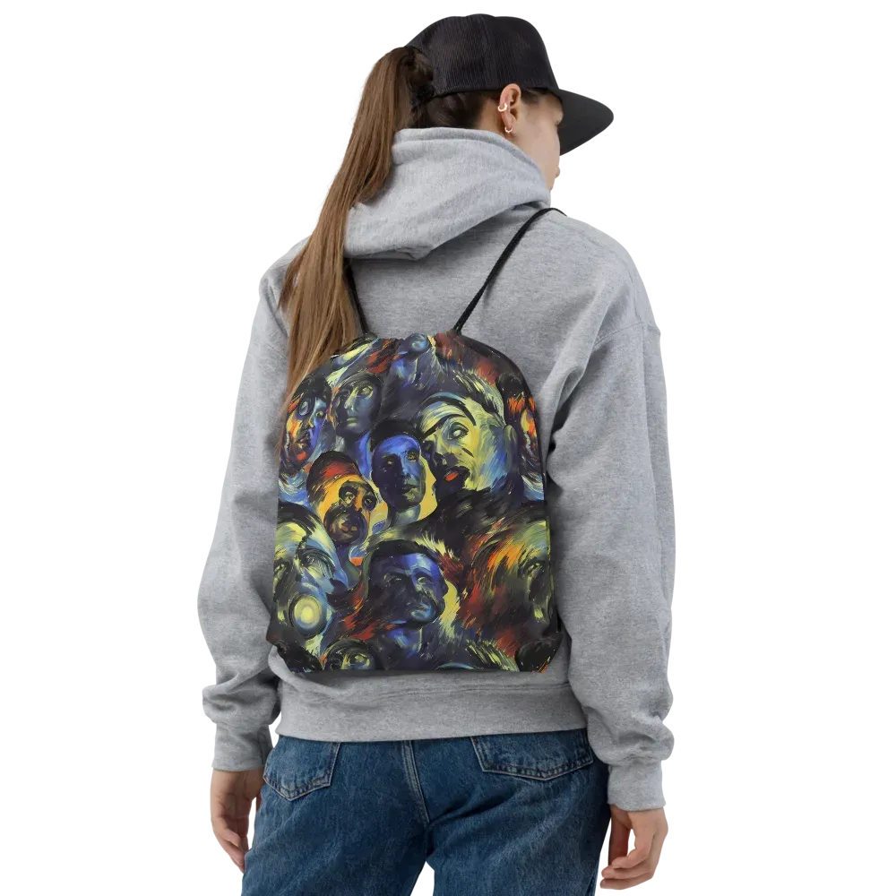 Cosmic Visages on Drawstring Bag — Front