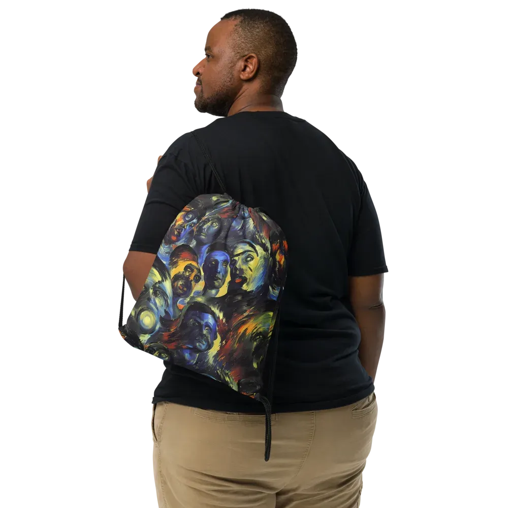 Cosmic Visages on Drawstring Bag — Front