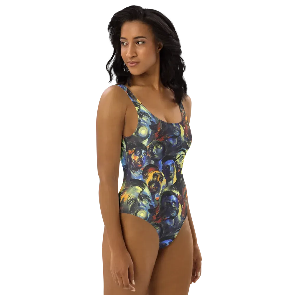 Cosmic Visages on One-Piece Swimsuit — Right