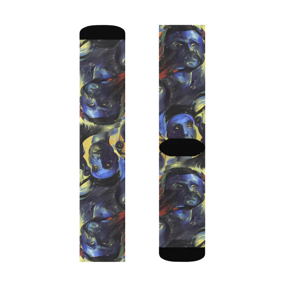 Cosmic Visages on Socks — Left Sock