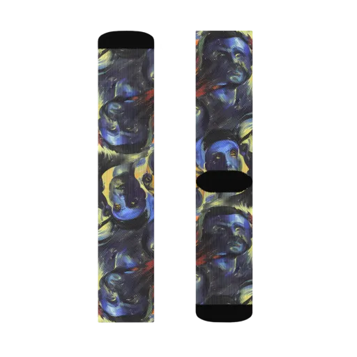 Cosmic Visages on a Socks