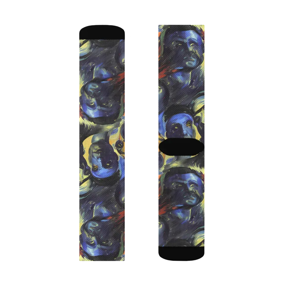 Cosmic Visages on Socks — Right Sock