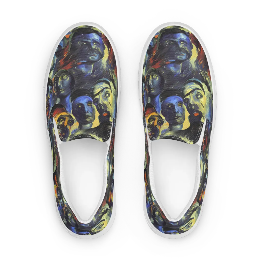 Cosmic Visages on Women's Slip-On Canvas Shoes — Front