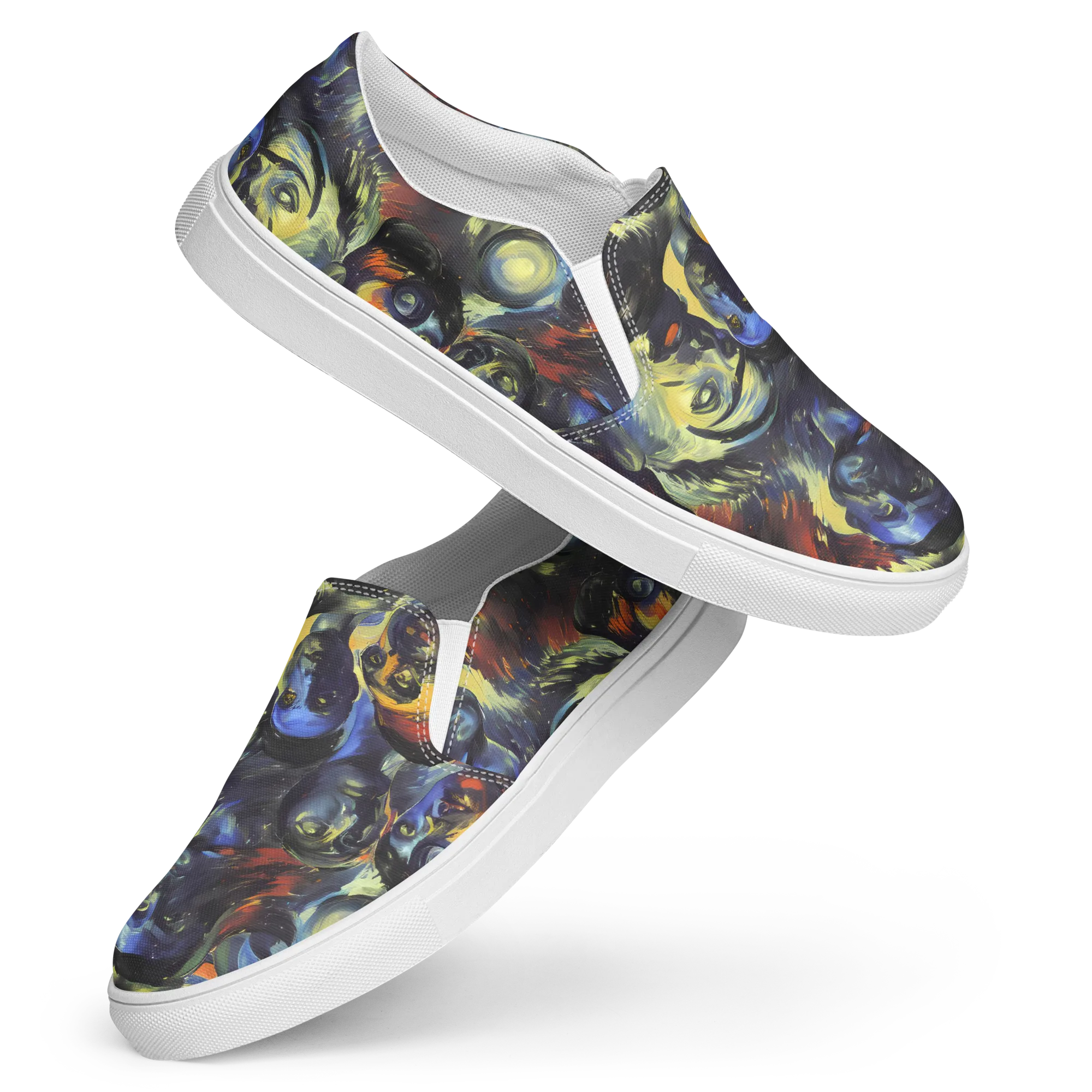 Cosmic Visages on Women's Slip-On Canvas Shoes — Front