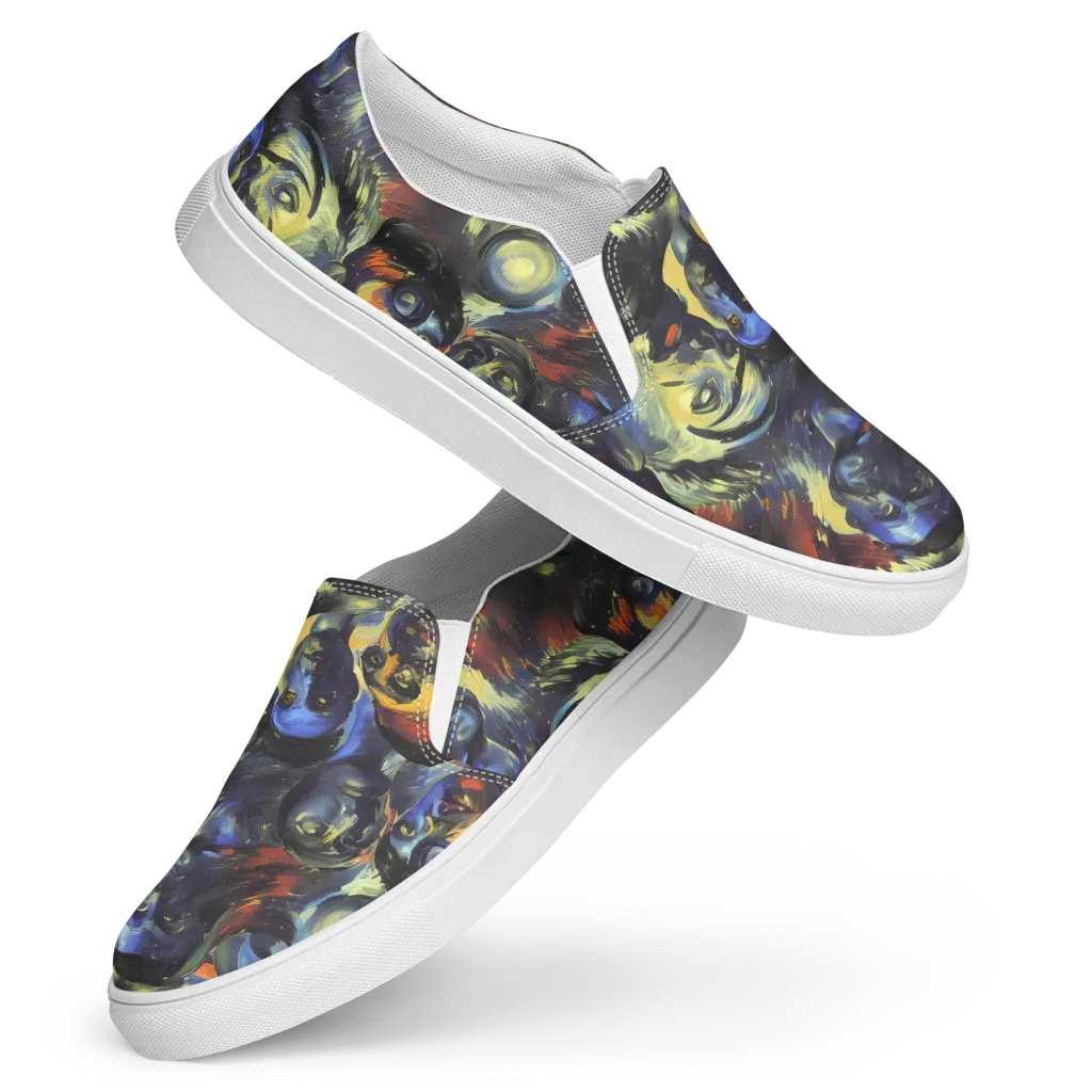 Cosmic Visages on Women's Slip-On Canvas Shoes — Front