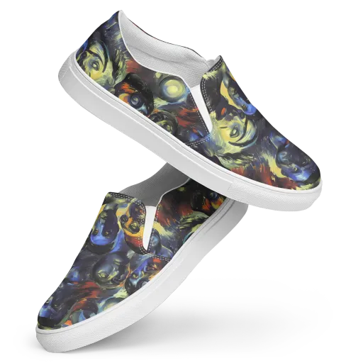 Cosmic Visages on a Women's Slip-On Canvas Shoes