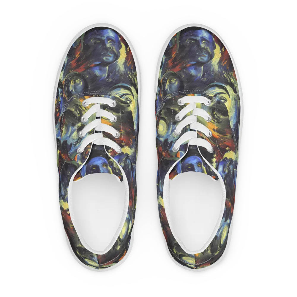 Cosmic Visages on Men's Lace-Up Canvas Shoes — Front