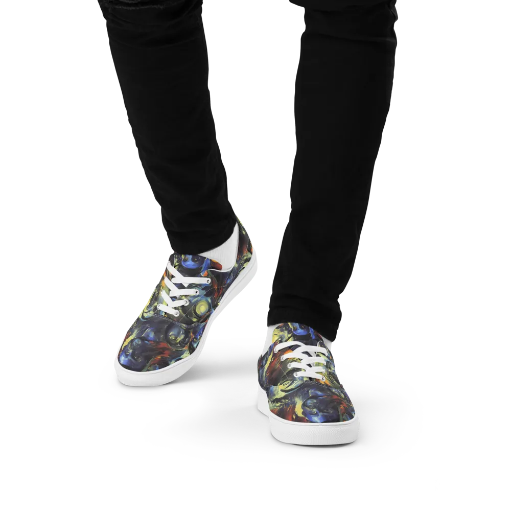 Cosmic Visages on Men's Lace-Up Canvas Shoes — Front