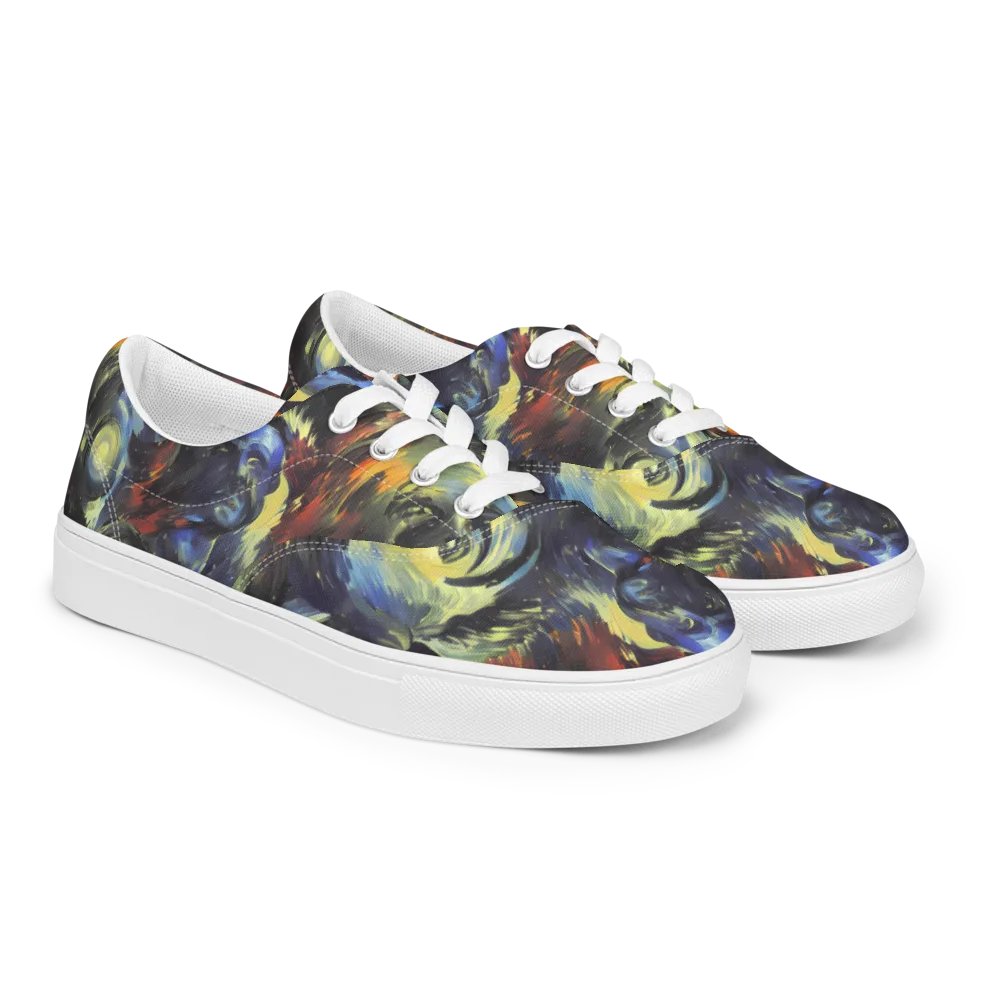 Cosmic Visages on Men's Lace-Up Canvas Shoes — Right Front