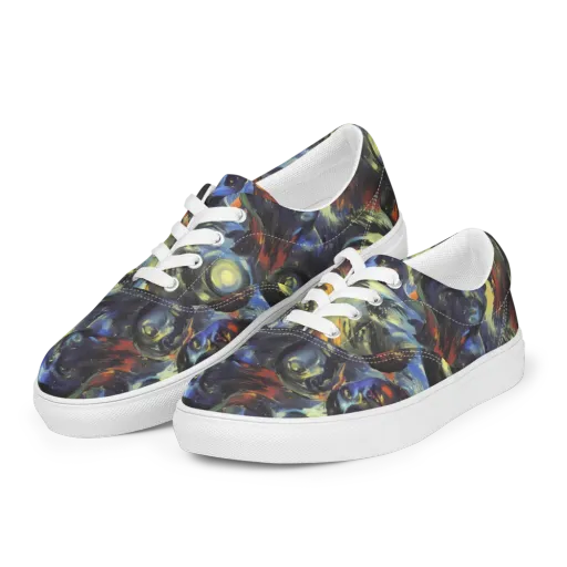 Cosmic Visages on a Men's Lace-Up Canvas Shoes