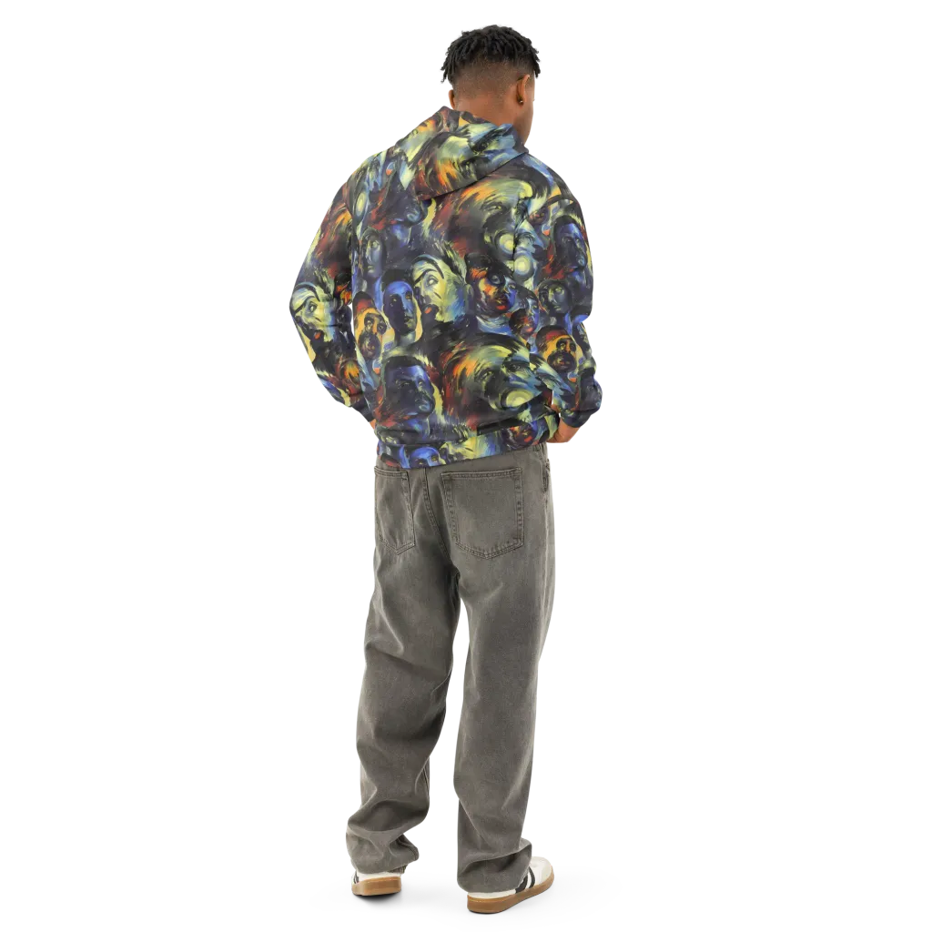 Cosmic Visages on Cotton Hoodie — Back