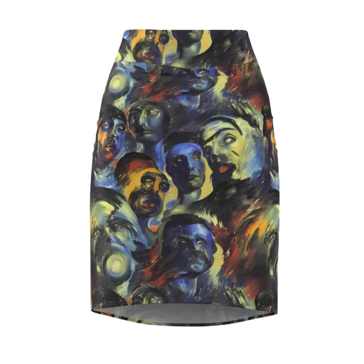 Cosmic Visages on a Pencil Skirt